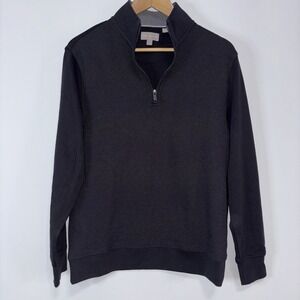 Ted Baker Black Quarter Zip Pullover Textured Knit Long Sleeve Sweater Size S